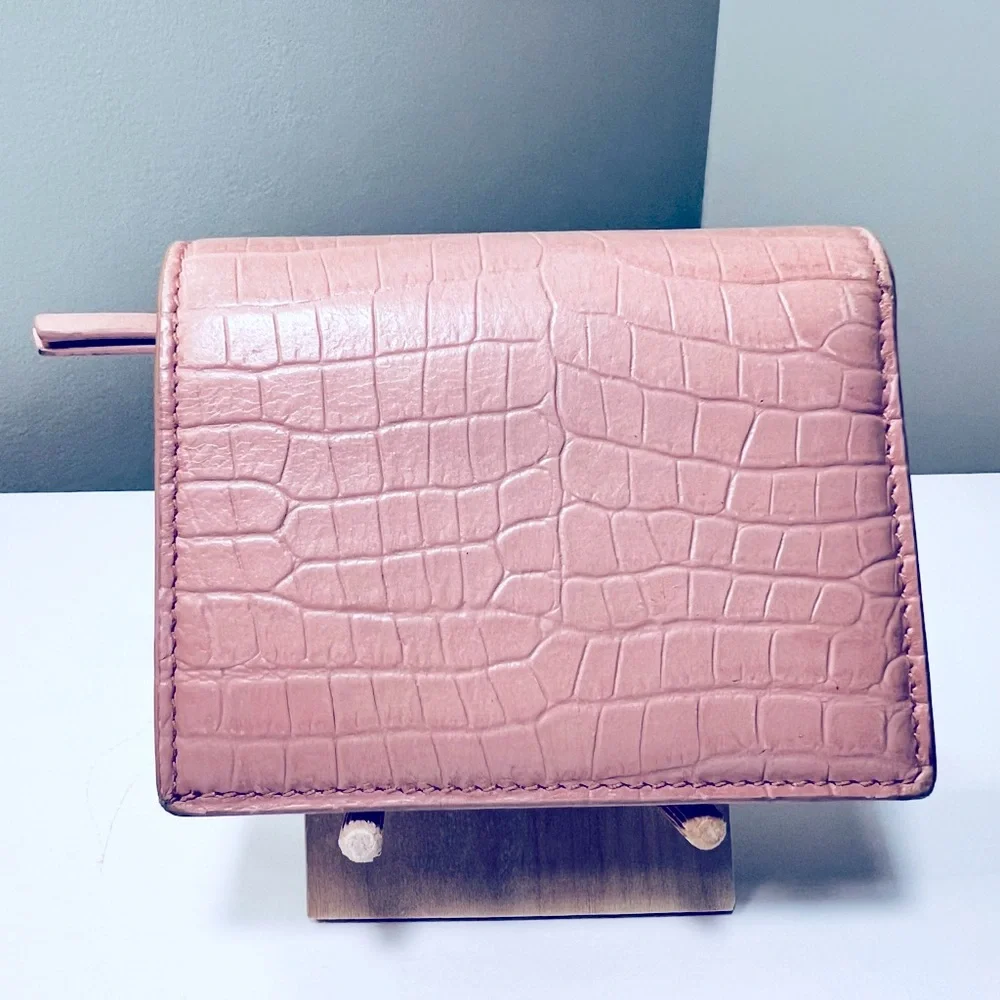 Jimmy Choo Blush Pink Croc-Embossed Wallet